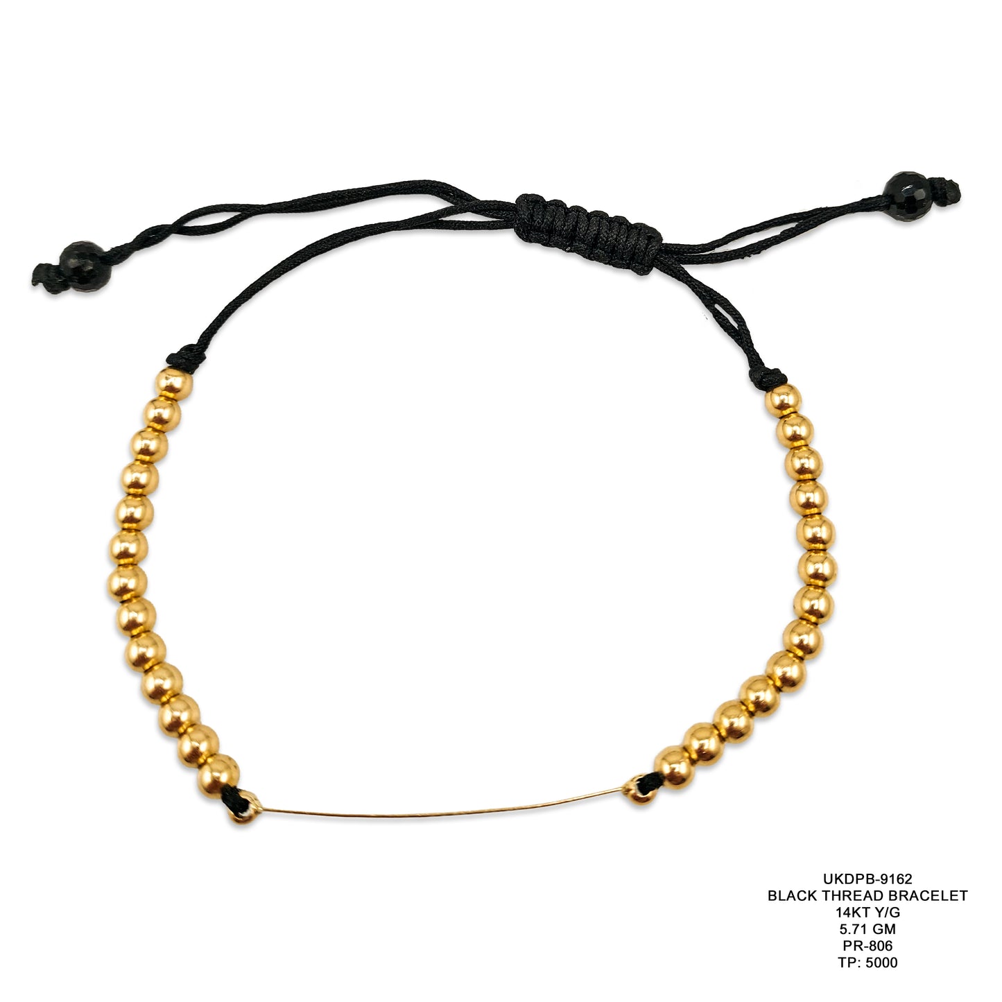 14KT Yellow Gold Black Thread Bracelet 5.71GM – Modern Designer Gold & Thread Bracelet