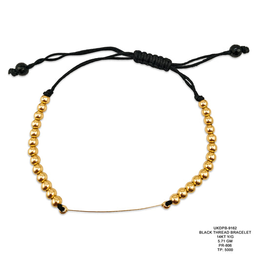 14KT Yellow Gold Black Thread Bracelet 5.71GM – Modern Designer Gold & Thread Bracelet