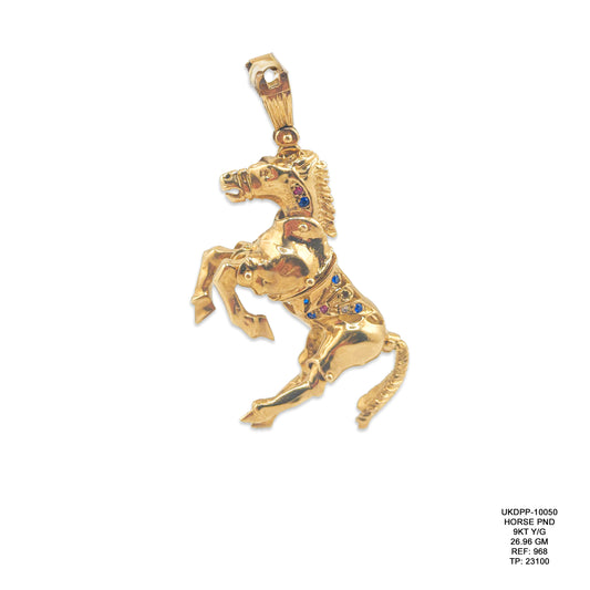 9KT Yellow Gold Horse Pendant 26.96GM – Premium Designer Horse Gold Pendant