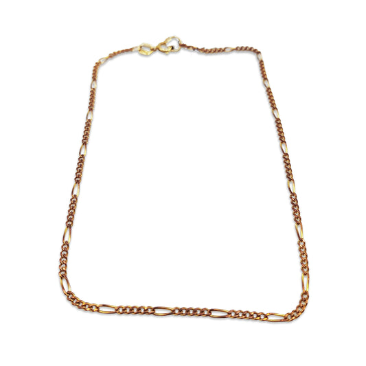 9KT Yellow Gold Figaro Bracelet 1.81GM – Elegant Lightweight Gold Chain Bracelet