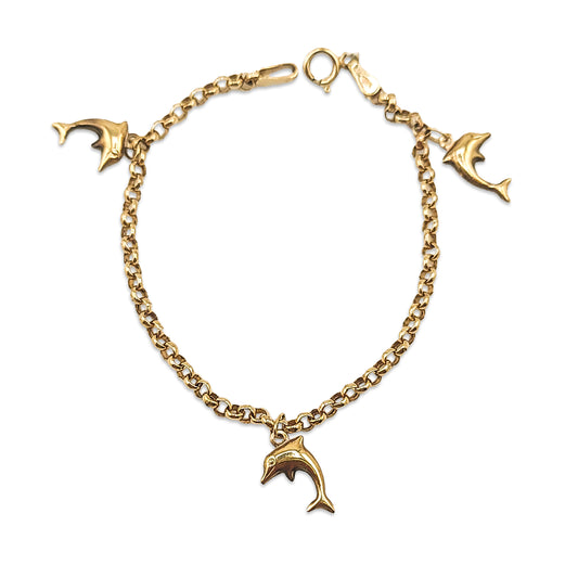 9KT Yellow Gold Charm Bracelet 1.34GM – Elegant Lightweight Gold Chain Bracelet