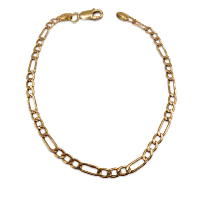 9KT Yellow Gold Figaro Bracelet 2.03GM – Elegant Lightweight Gold Chain Bracelet