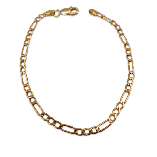 9KT Yellow Gold Figaro Bracelet 2.03GM – Elegant Lightweight Gold Chain Bracelet
