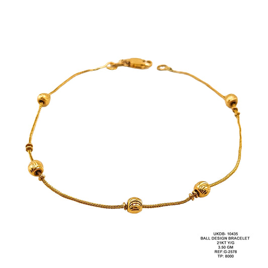 21KT Yellow Gold Ball Design Bracelet 3.50GM – Elegant Designer Gold Bracelet