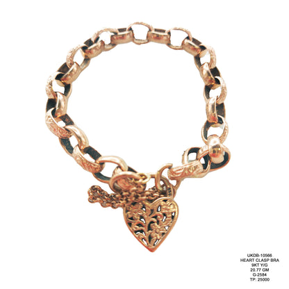 Heart Clasp Bracelet in 9KT Yellow Gold | Elegant Gold Bracelet 20.77 GM