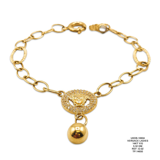14KT Yellow Gold Versace Style Ladies Bracelet 5.32GM – Elegant Designer Inspired Gold Jewellery