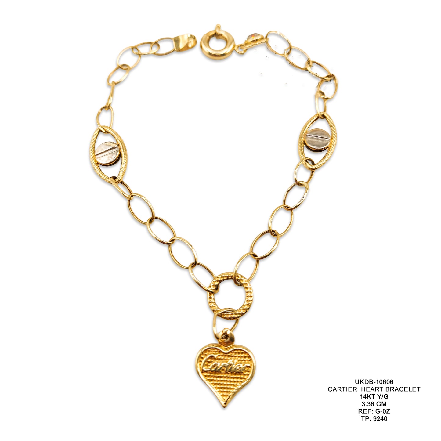 14KT Yellow Gold Cartier Style Heart Bracelet 3.36GM – Elegant Designer Love Bracelet