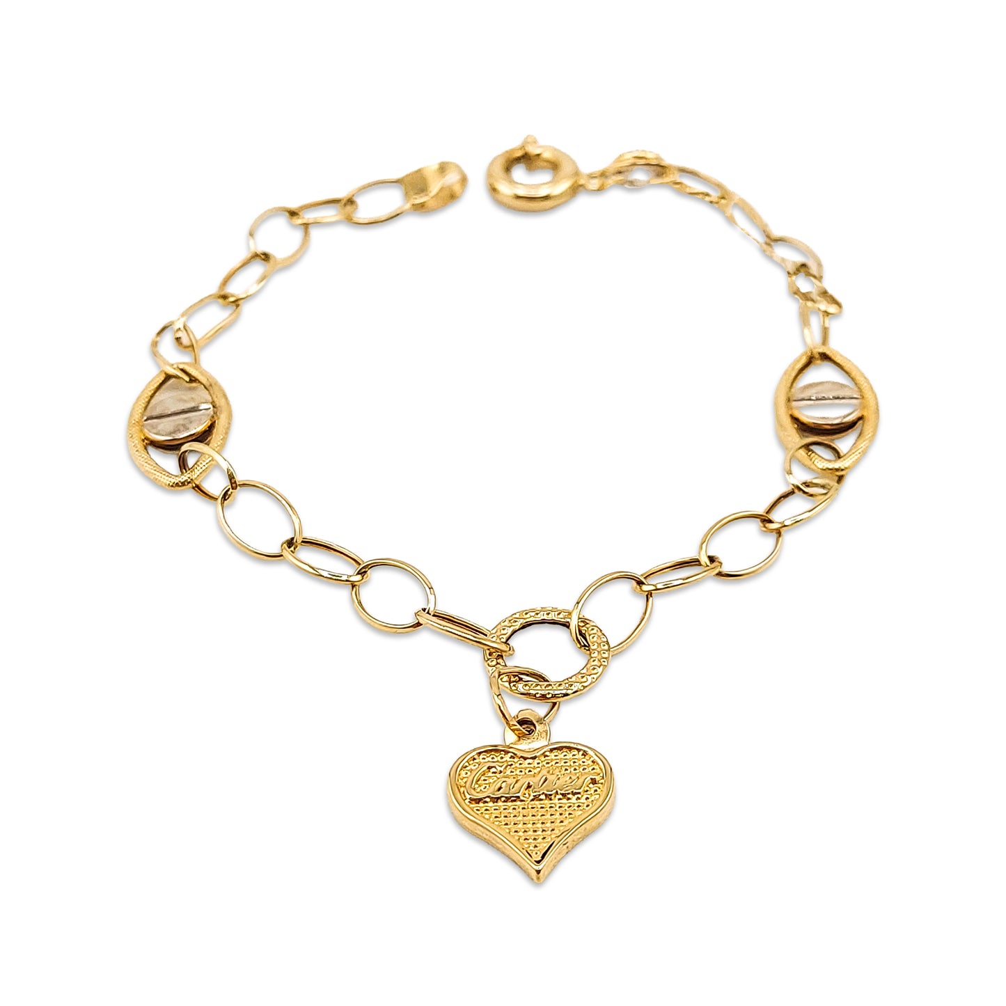 14KT Yellow Gold Cartier Style Heart Bracelet 3.36GM – Elegant Designer Love Bracelet