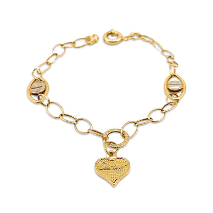 14KT Yellow Gold Cartier Style Heart Bracelet 3.36GM – Elegant Designer Love Bracelet