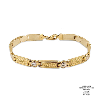 14KT Yellow Gold Versace Pattern Bracelet 7.19GM – Designer Luxury Gold Bracelet