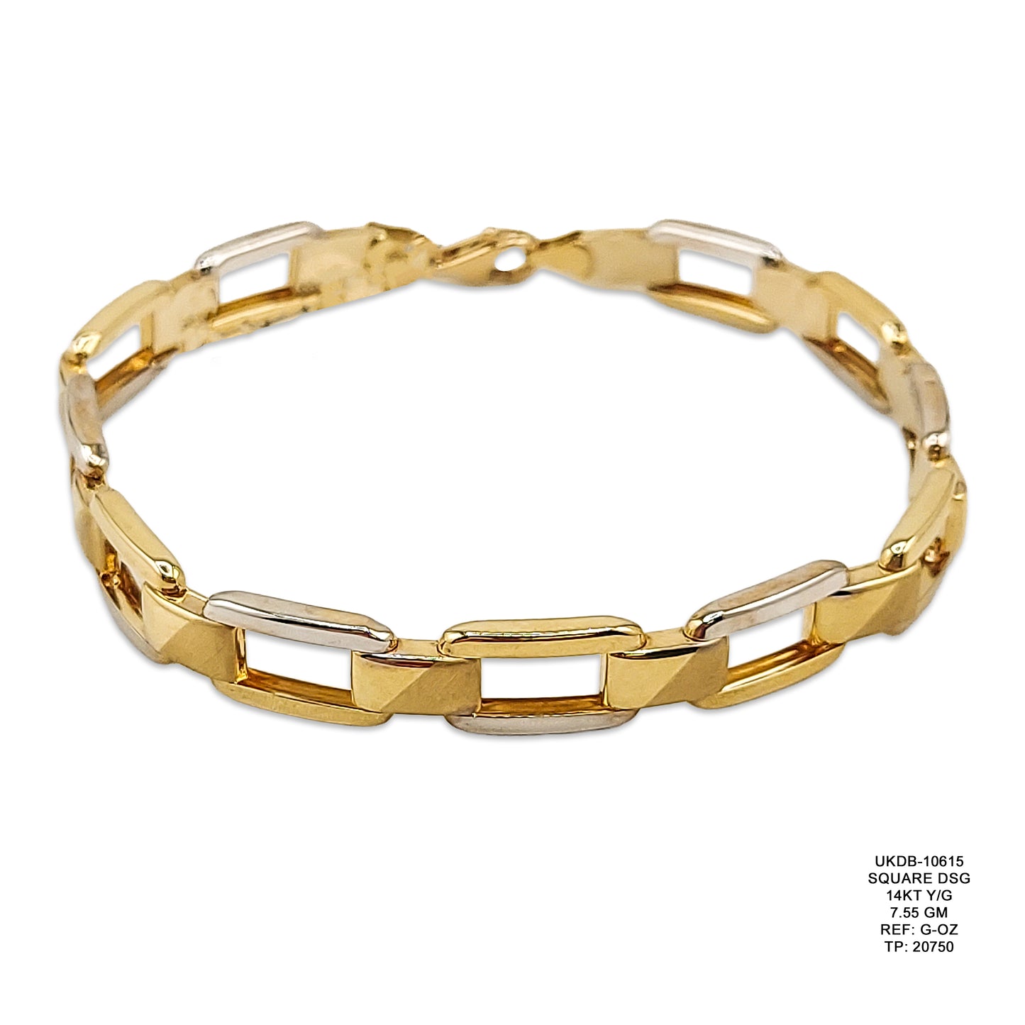 14KT Yellow Gold Square Designer Bracelet 7.55GM – Elegant Geometric Gold Bracelet