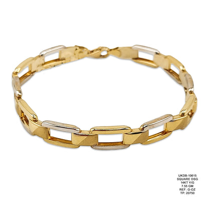 14KT Yellow Gold Square Designer Bracelet 7.55GM – Elegant Geometric Gold Bracelet