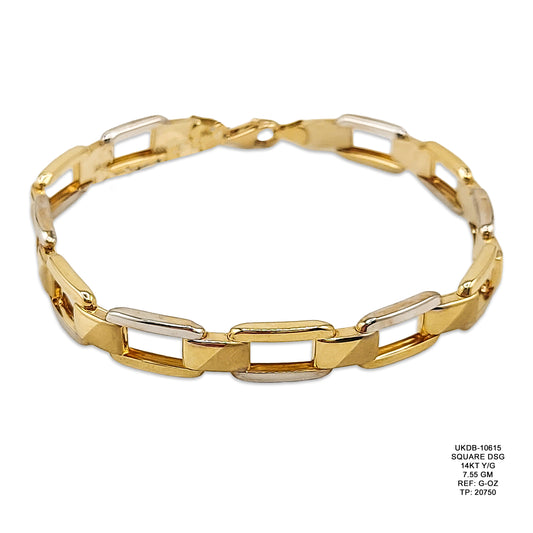 14KT Yellow Gold Square Designer Bracelet 7.55GM – Elegant Geometric Gold Bracelet