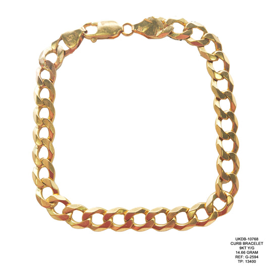 Curb Bracelet in 9KT Yellow Gold | Stylish Gold Bracelet 14.66 Gram