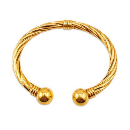 9KT Yellow Gold Pattern Torque Bangle 11.64GM – Stylish Designer Gold Bracelet
