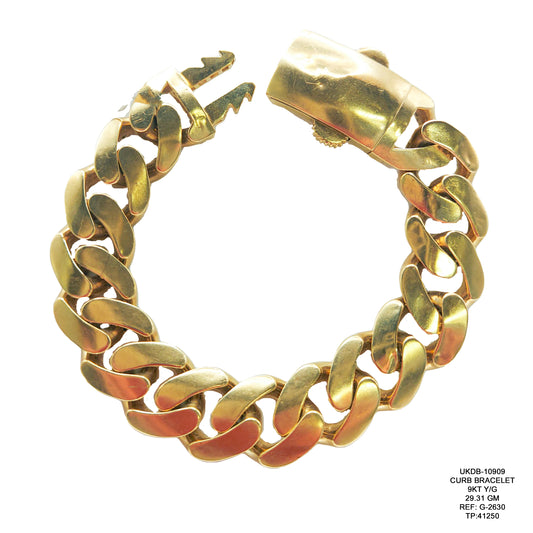 Curb Bracelet in 9KT Yellow Gold | Heavy Luxury Gold Bracelet 29.31 GM