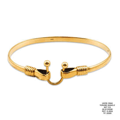 9KT Yellow Gold Torque Bangle 26.22GM – Heavy Luxury Designer Gold Bracelet