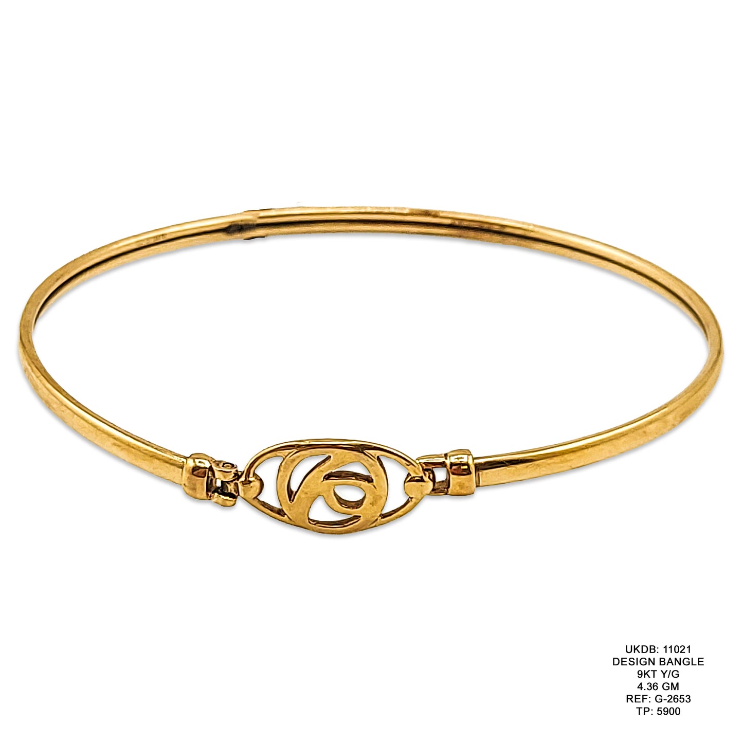 9KT Yellow Gold Design Bangle 4.36GM – Elegant Lightweight Designer Gold Bracelet