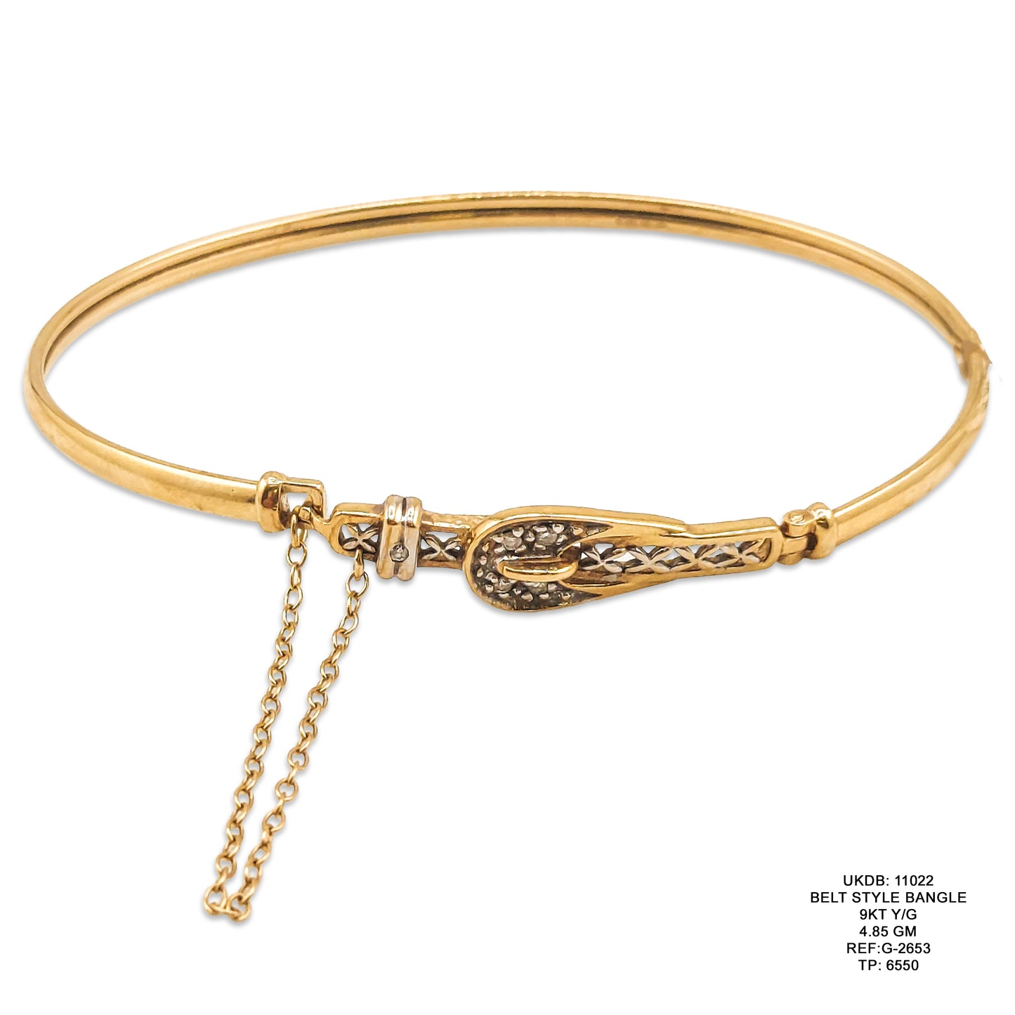 9KT Yellow Gold Belt Style Bangle 4.85GM – Modern Designer Gold Bracelet