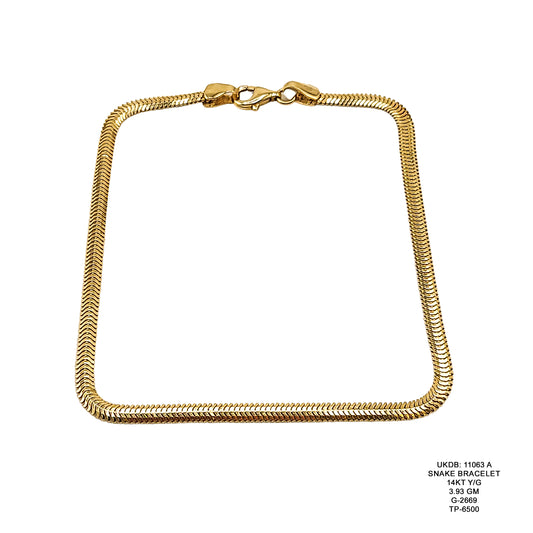 14KT Yellow Gold Snake Bracelet 3.93GM – Elegant Flexible Designer Gold Bracelet