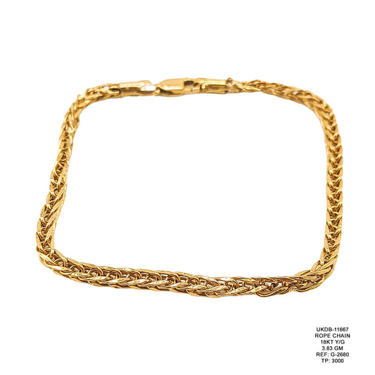 18KT Yellow Gold Rope Chain 3.83GM – Elegant Twisted Gold Chain Necklace
