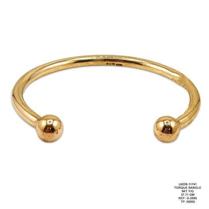 9KT Yellow Gold Torque Bangle 37.71GM – Heavy Luxury Designer Gold Bracelet