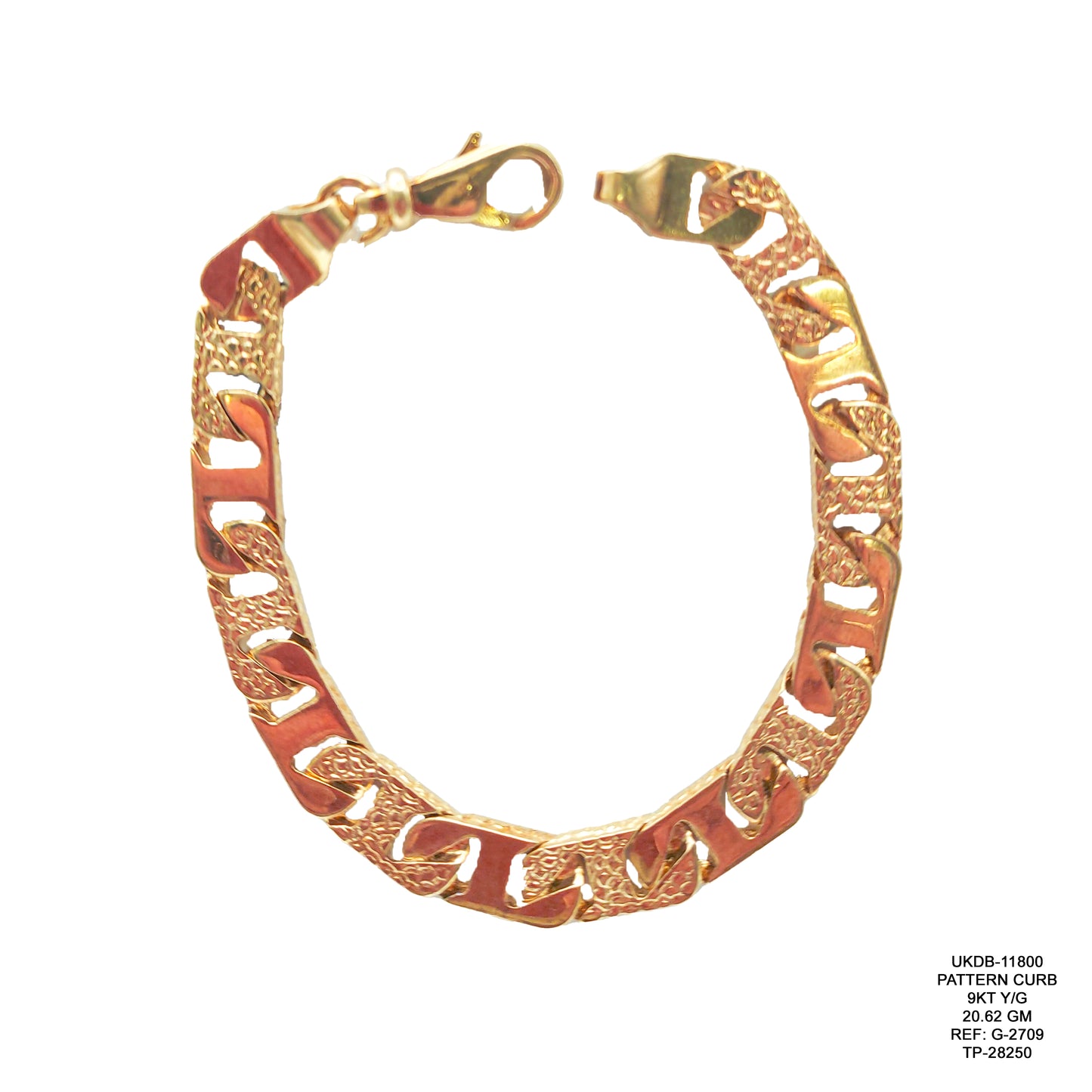 11800 Pattern Curb Bracelet in 9KT Yellow Gold | Stylish Gold Bracelet 20.62 GM