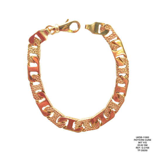 11800 Pattern Curb Bracelet in 9KT Yellow Gold | Stylish Gold Bracelet 20.62 GM