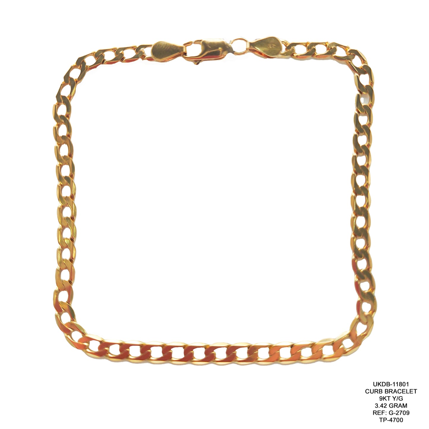 9KT Yellow Gold Curb Bracelet 3.42GM – Elegant Lightweight Gold Bracelet