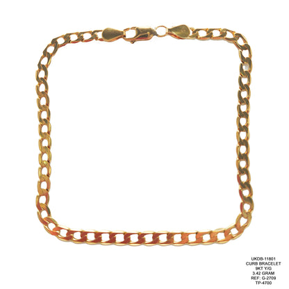 9KT Yellow Gold Curb Bracelet 3.42GM – Elegant Lightweight Gold Bracelet