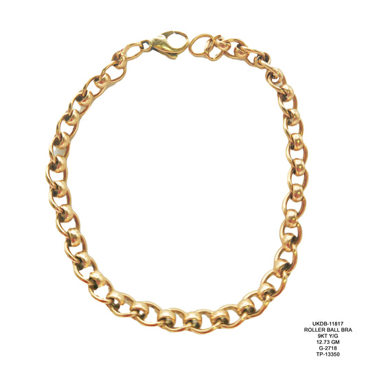 Roller Ball Bracelet in 9KT Yellow Gold | Stylish Gold Bracelet 12.73 GM