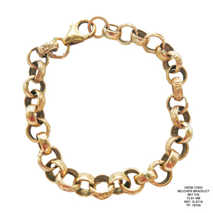 Belcher Bracelet in 9KT Yellow Gold | Classic Gold Bracelet 15.81 GM