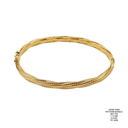 9KT Yellow Gold Pattern Bangle 7.11GM – Lightweight Designer Gold Bracelet