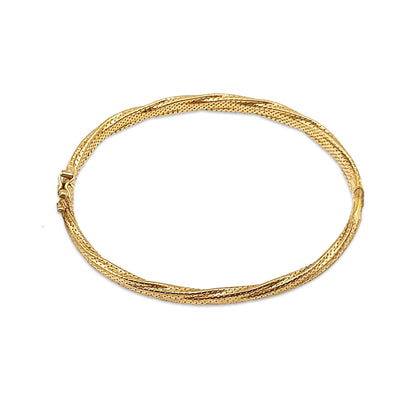 9KT Yellow Gold Pattern Bangle 7.11GM – Lightweight Designer Gold Bracelet