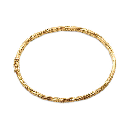9KT Yellow Gold Pattern Bangle 7.11GM – Lightweight Designer Gold Bracelet