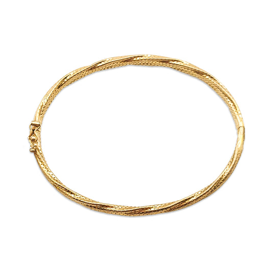 9KT Yellow Gold Pattern Bangle 7.11GM – Lightweight Designer Gold Bracelet
