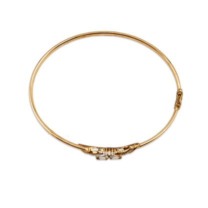 9KT Yellow Gold Opal & Diamond Bangle 4.29GM – Elegant Designer Gold Bracelet