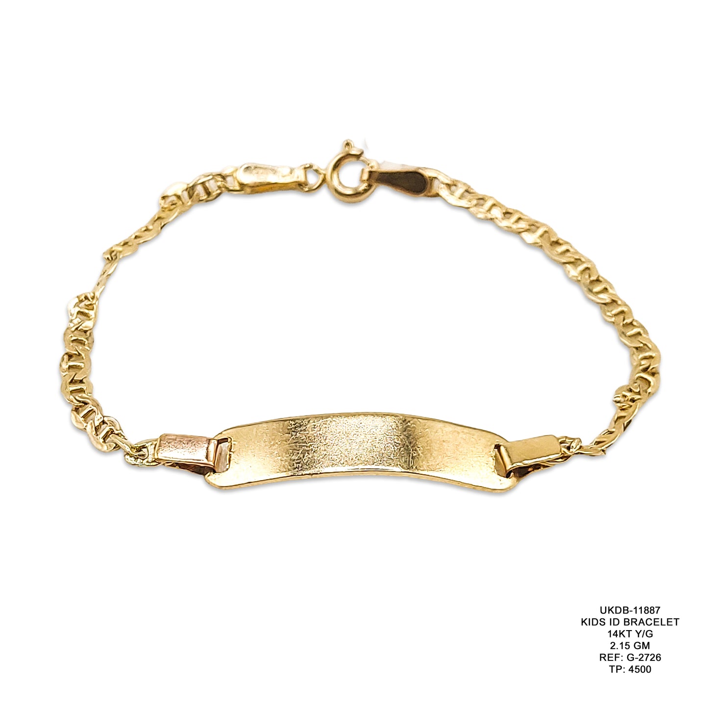 14KT Yellow Gold Kids ID Bracelet 2.15GM – Elegant Children’s Gold Name Bracelet