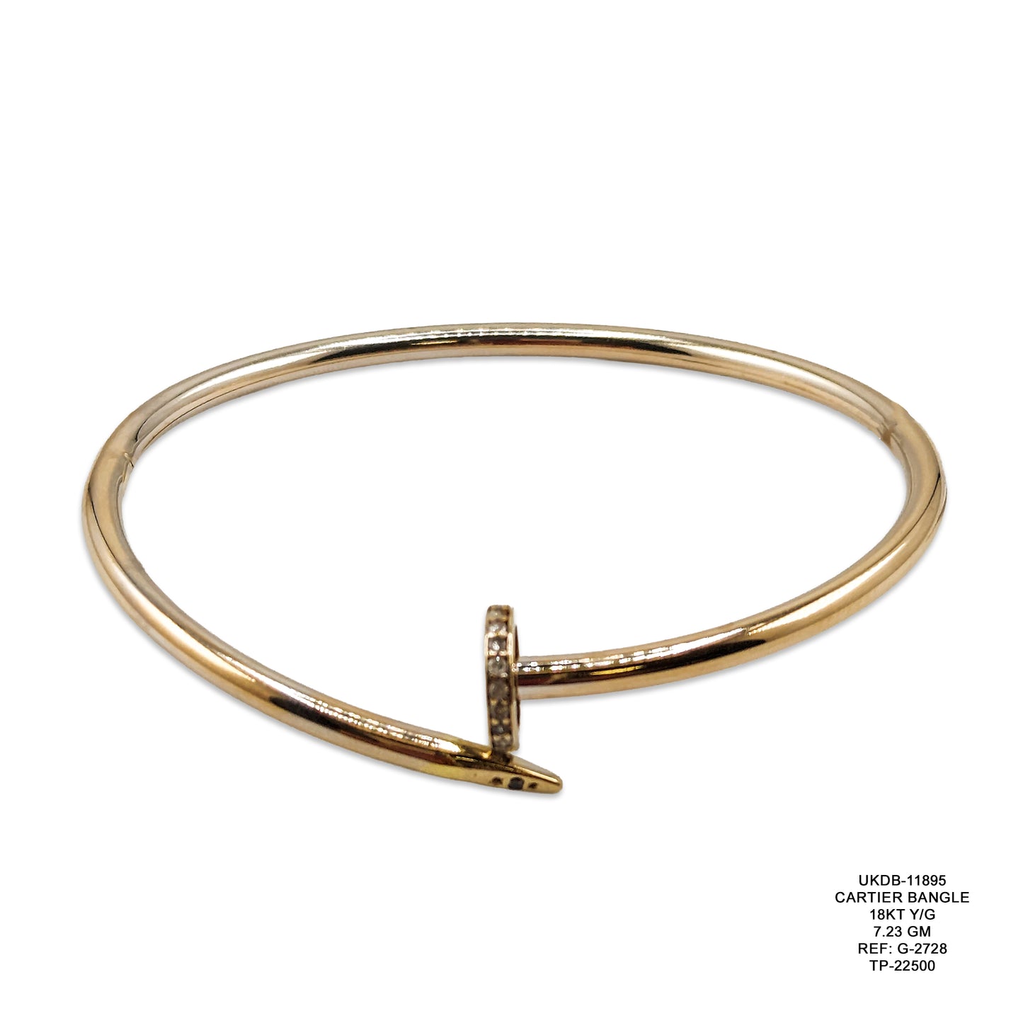 18KT Yellow Gold Cartier Style Bangle 7.23GM – Luxury Designer Gold Bracelet
