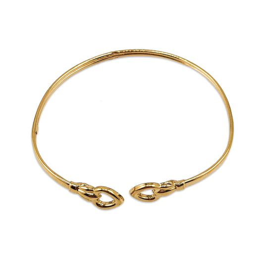 9KT Yellow Gold Heart Shape Bangle 2.86GM – Elegant Lightweight Heart Design Bracelet
