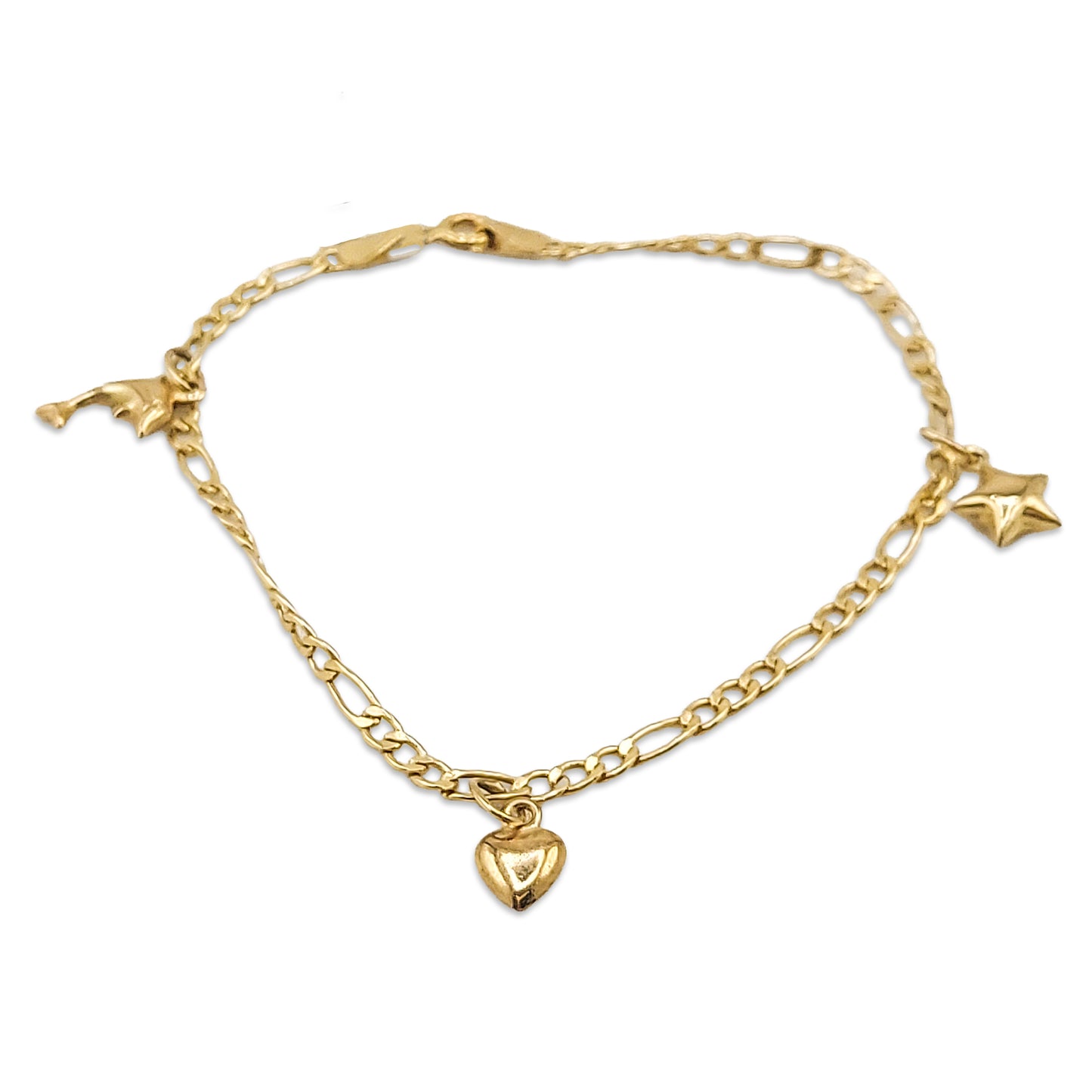 9KT Yellow Gold Charm Bracelet 1.54GM – Elegant Lightweight Gold Charm Chain Bracelet