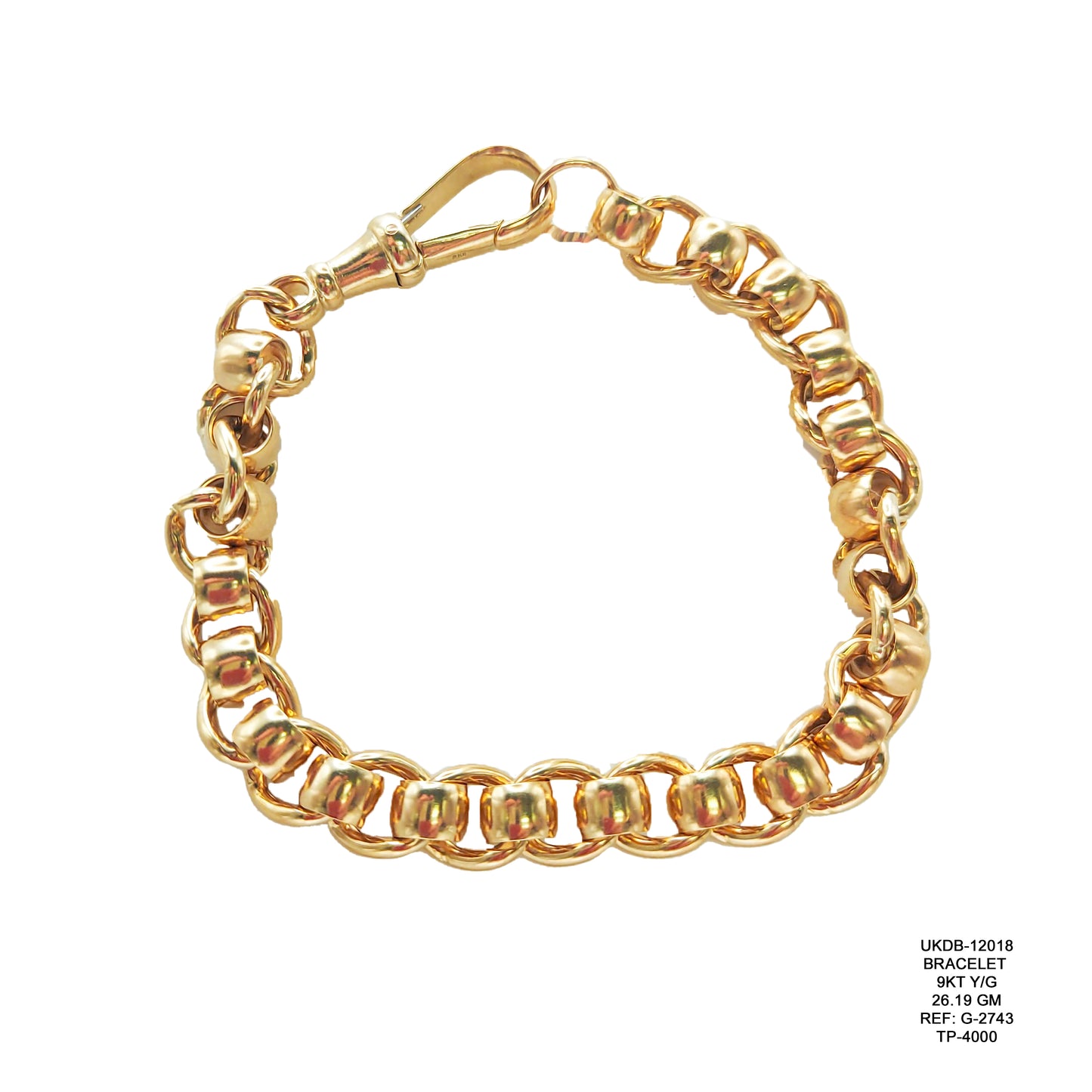 9KT Yellow Gold Bracelet | Luxury Gold Bracelet 26.19 GM