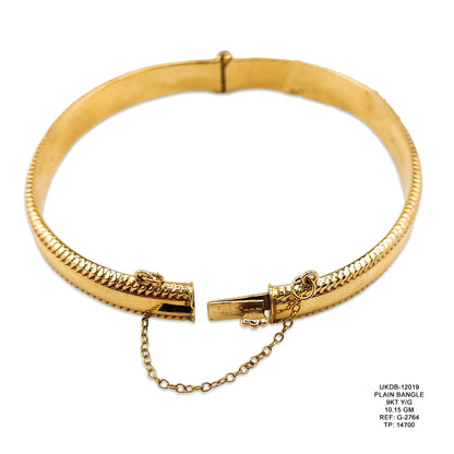 9KT Yellow Gold Plain Bangle 10.15GM – Classic Elegant Gold Bracelet