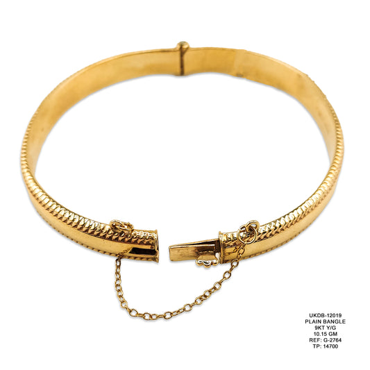 9KT Yellow Gold Plain Bangle 10.15GM – Classic Elegant Gold Bracelet