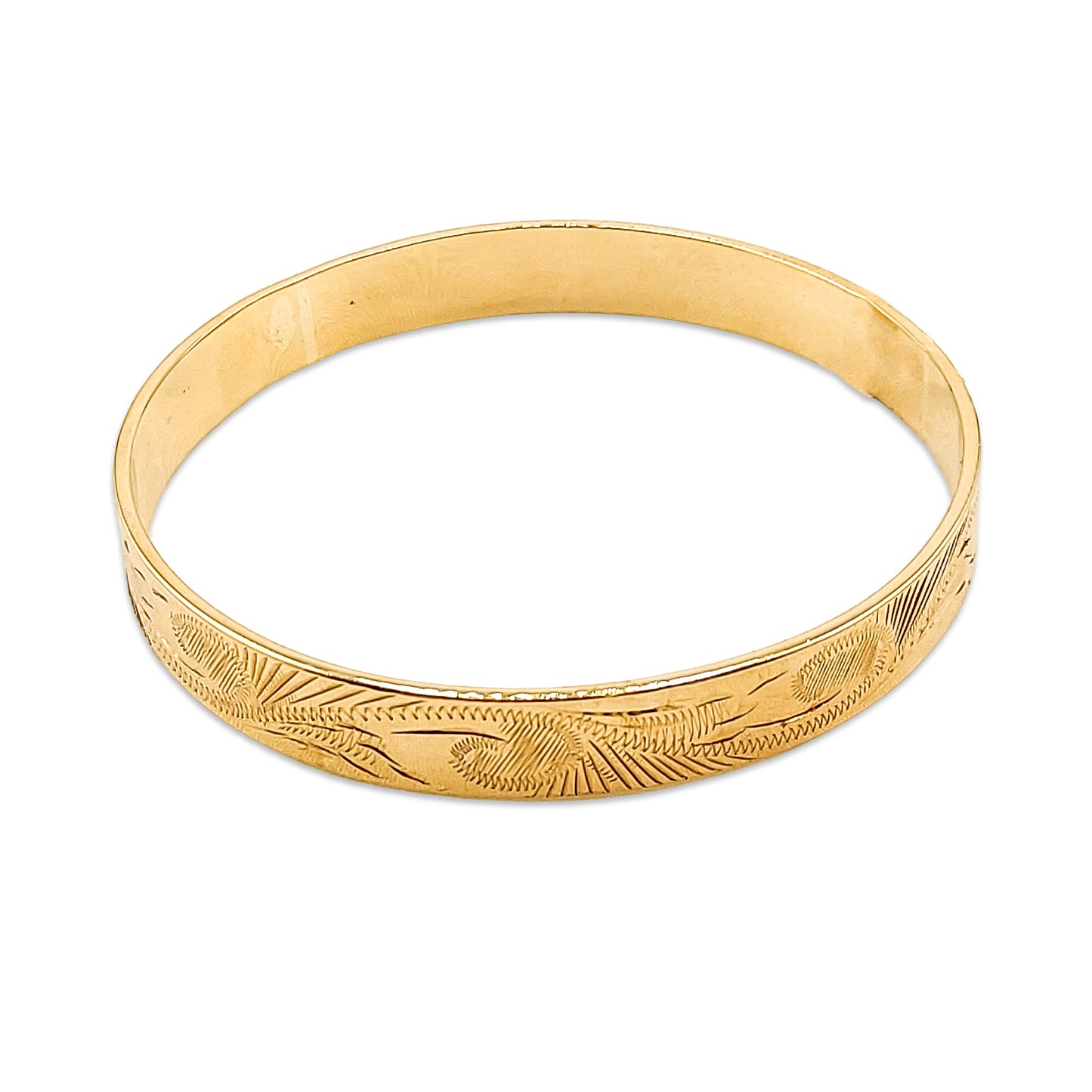 9KT Yellow Gold Pattern Bangle 26.85GM – Elegant Designer Gold Bracelet