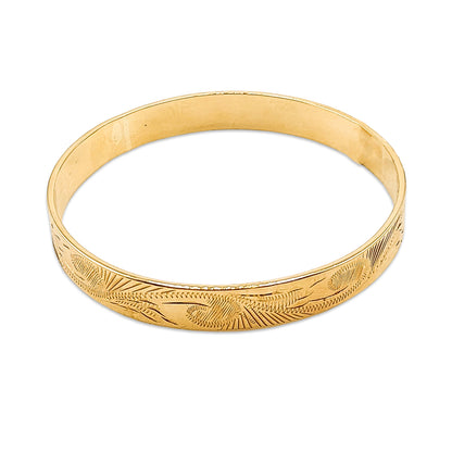 9KT Yellow Gold Pattern Bangle 26.85GM – Elegant Designer Gold Bracelet