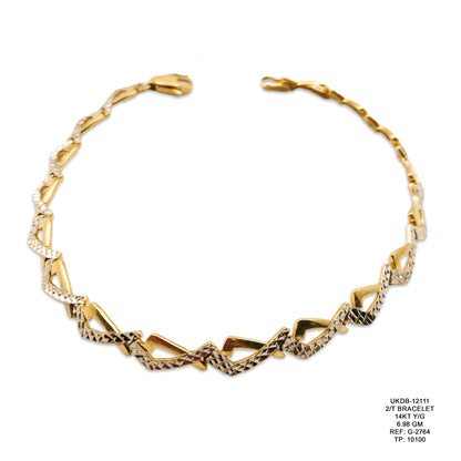 14KT Yellow Gold Two-Tone Bracelet 6.98GM – Elegant Designer Gold Bracelet