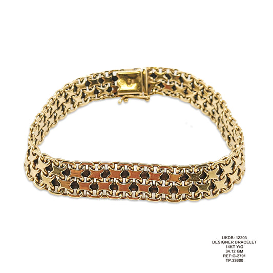14KT Yellow Gold Designer Bracelet 34.12GM – Heavy Luxury Gold Bracelet