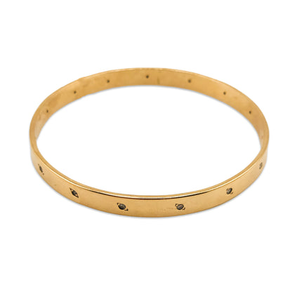 9KT Yellow Gold Solid Diamond Design Bangle 26.04GM – Luxury Gold Bracelet