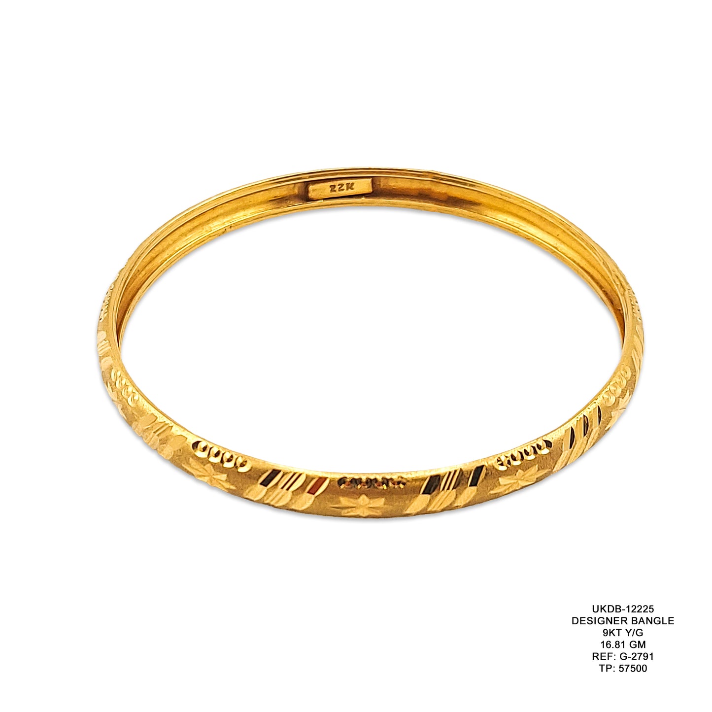 22KT Yellow Gold Designer Bangle 16.81GM – Premium Luxury Gold Bracelet